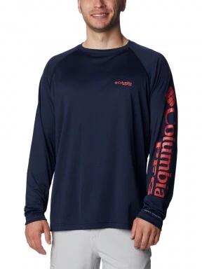 Columbia Terminal Tackle LS Shirt férfi hosszú ujjú sport póló kék színben 1