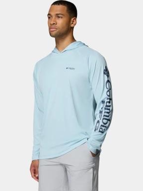 Columbia Terminal Tackle Hoodie férfi hosszú ujjú sport póló világoskék színben 3