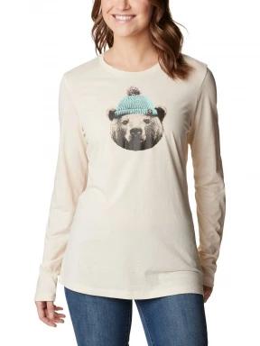 Columbia Hidden Haven Long Sleeve Tee női hosszú ujjú póló homok színben 1