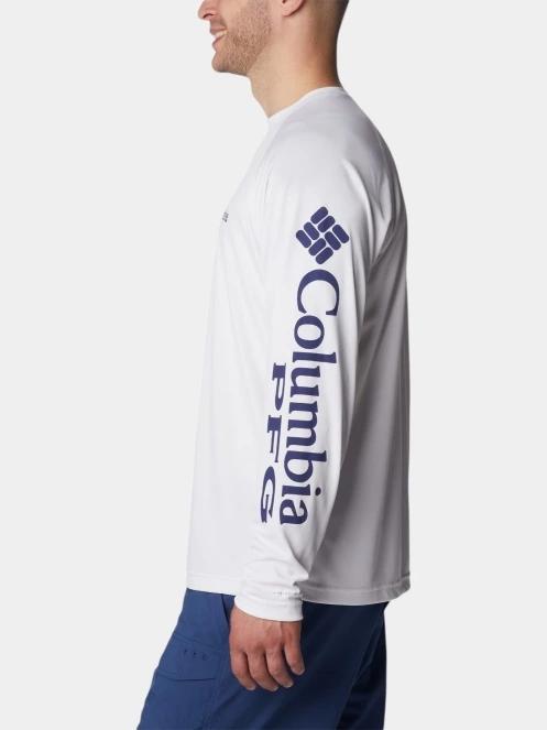 Columbia Terminal Tackle LS Shirt férfi hosszú ujjú sport póló fehér színben 3