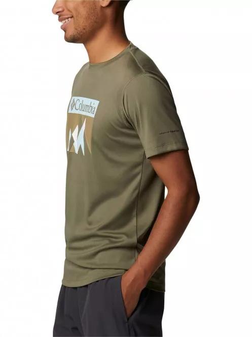 Columbia Zero Rules Short Sleeve Graphic Shirt férfi rövid ujjú sport póló zöld színben 4