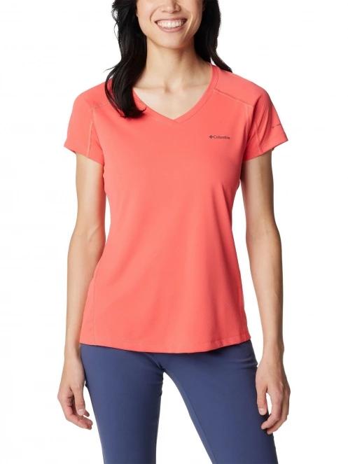 Columbia Zero Rules Short Sleeve Shirt női rövid ujjú sport póló piros színben 2