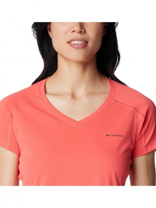 Columbia Zero Rules Short Sleeve Shirt női rövid ujjú sport póló piros színben 5