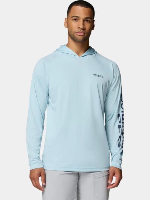 Columbia Terminal Tackle Hoodie férfi hosszú ujjú sport póló világoskék színben 2