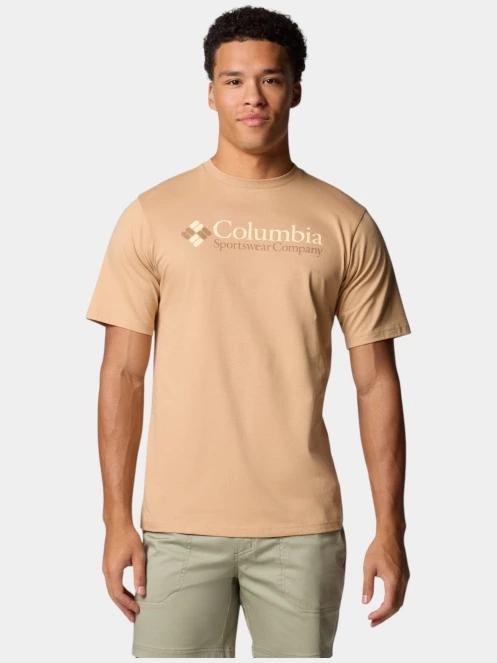 Columbia CSC Basic Logo Short Sleeve Shirt férfi rövid ujjú póló homok színben 2