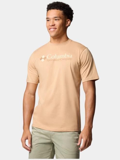 Columbia CSC Basic Logo Short Sleeve Shirt férfi rövid ujjú póló homok színben 4
