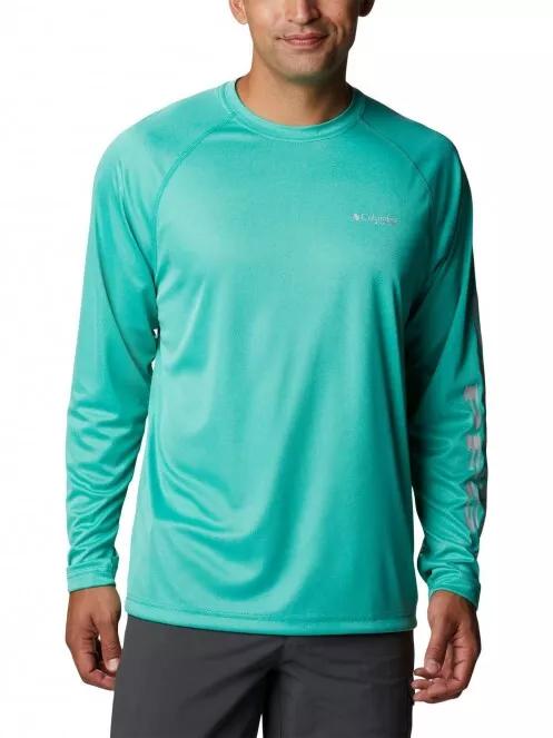 Columbia Terminal Tackle Heather LS Shirt férfi hosszú ujjú sport póló zöld színben 2