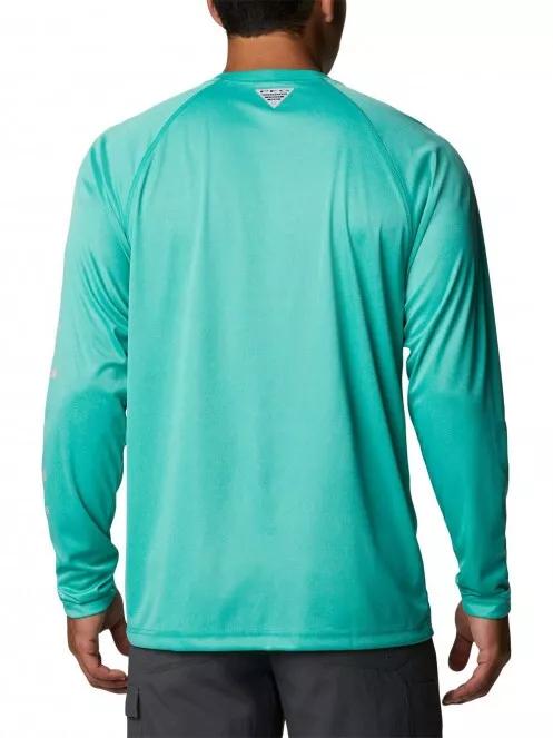 Columbia Terminal Tackle Heather LS Shirt férfi hosszú ujjú sport póló zöld színben 3