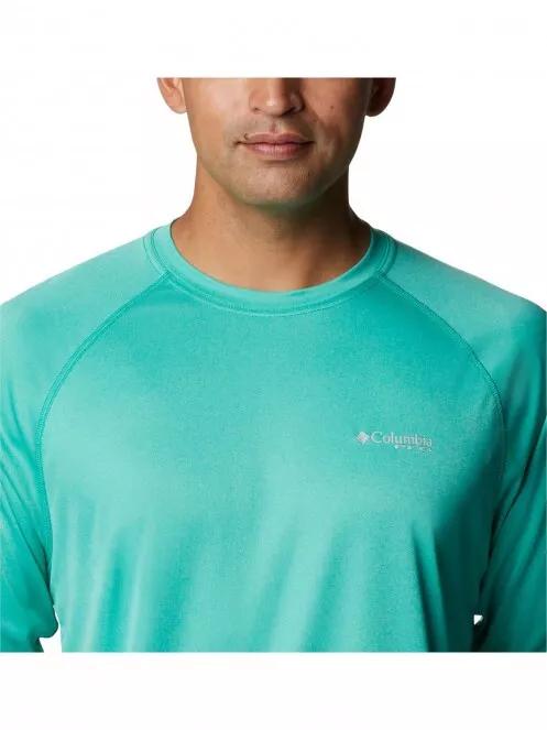 Columbia Terminal Tackle Heather LS Shirt férfi hosszú ujjú sport póló zöld színben 5