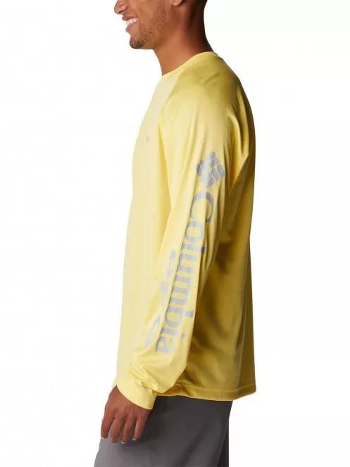 Columbia Terminal Tackle Heather LS Shirt férfi hosszú ujjú sport póló sárga színben 4