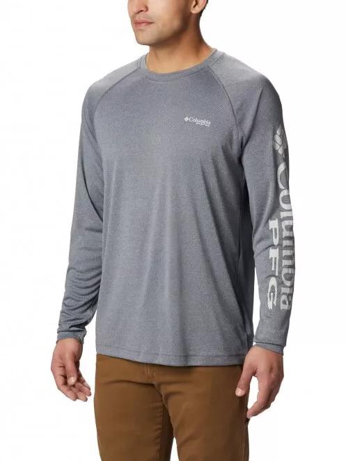 Columbia Terminal Tackle Heather LS Shirt férfi hosszú ujjú sport póló szürke színben 2