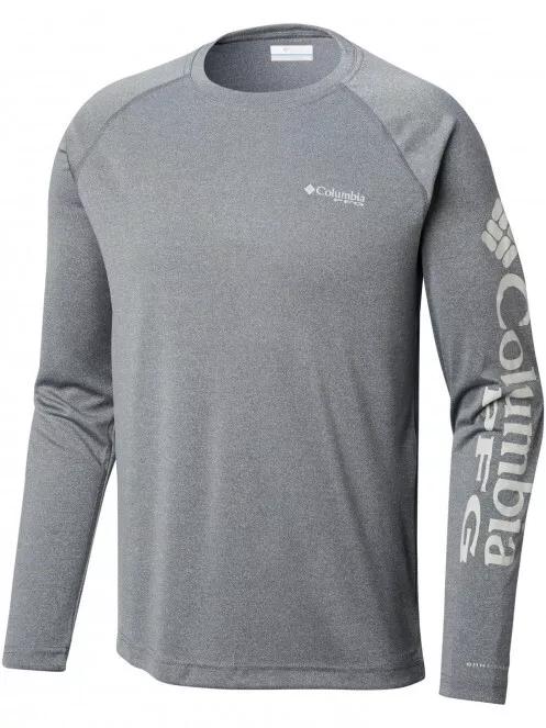 Columbia Terminal Tackle Heather LS Shirt férfi hosszú ujjú sport póló szürke színben 5