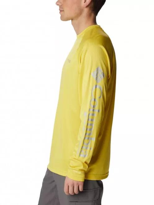 Columbia Terminal Tackle Heather LS Shirt férfi hosszú ujjú sport póló sárga színben 4