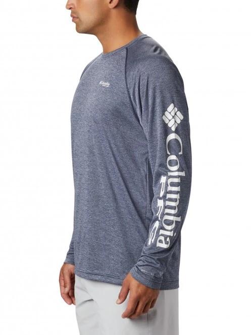 Columbia Terminal Tackle Heather LS Shirt férfi hosszú ujjú sport póló kék színben 3