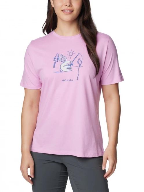 Columbia Bluebird Day Relaxed Crew Neck női rövid ujjú póló rózsaszín színben 2