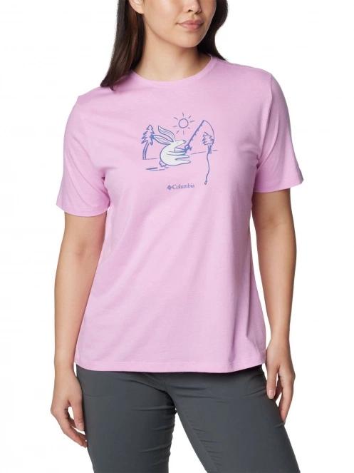 Columbia Bluebird Day Relaxed Crew Neck női rövid ujjú póló rózsaszín színben 5
