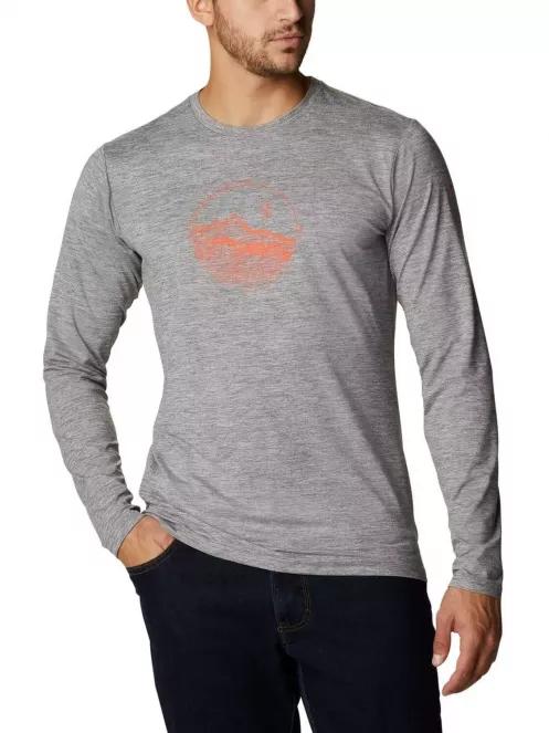 Columbia Tech Trail Graphic Long Sleeve Shirt férfi hosszú ujjú póló szürke színben 2