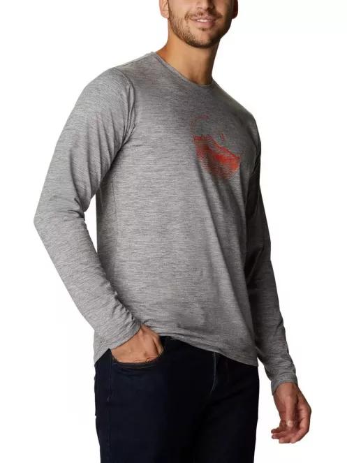 Columbia Tech Trail Graphic Long Sleeve Shirt férfi hosszú ujjú póló szürke színben 5