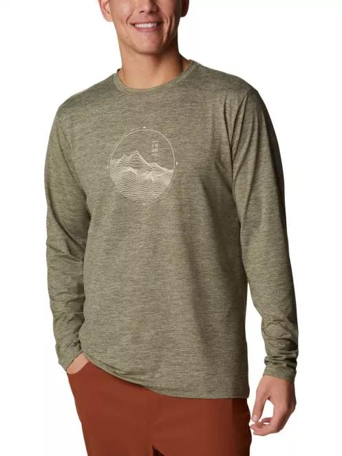 Columbia Tech Trail Graphic Long Sleeve Shirt férfi hosszú ujjú póló zöld színben 2