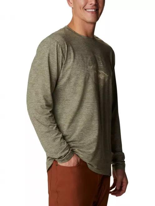 Columbia Tech Trail Graphic Long Sleeve Shirt férfi hosszú ujjú póló zöld színben 5