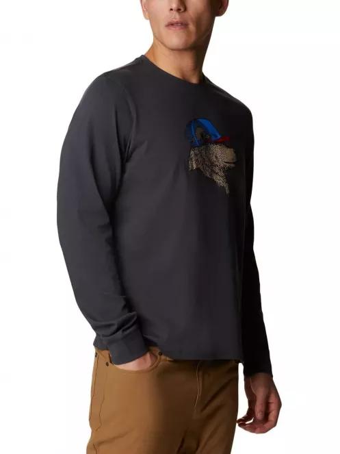 Columbia Apres Lifestyle Graphic Long Sleeve Shirt férfi hosszú ujjú póló fekete színben 5