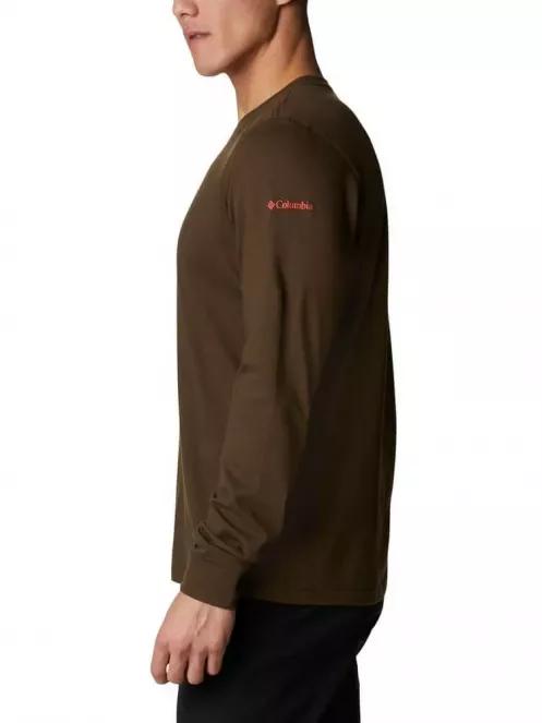 Columbia Apres Lifestyle Graphic Long Sleeve Shirt férfi hosszú ujjú póló zöld színben 3