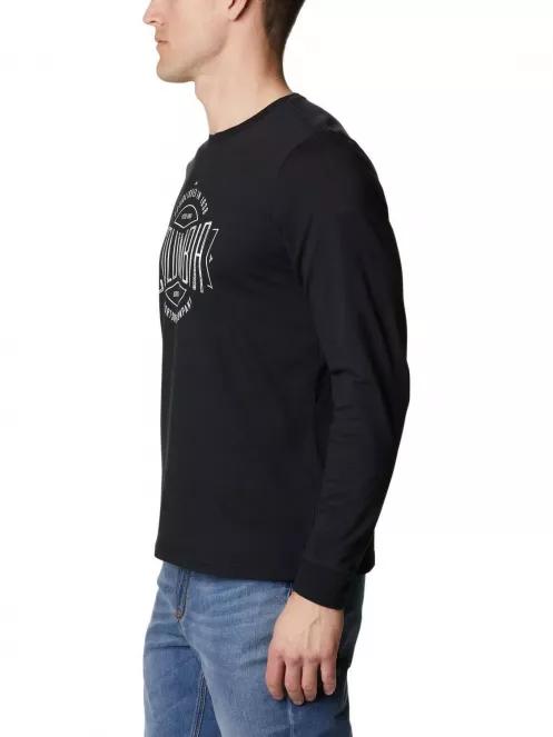 Columbia Brighton Woods Graphic Long Sleeve Shirt férfi hosszú ujjú póló fekete színben 4