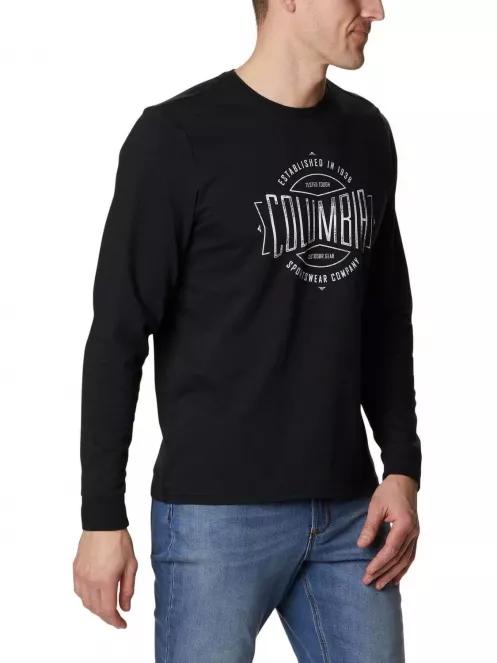 Columbia Brighton Woods Graphic Long Sleeve Shirt férfi hosszú ujjú póló fekete színben 5