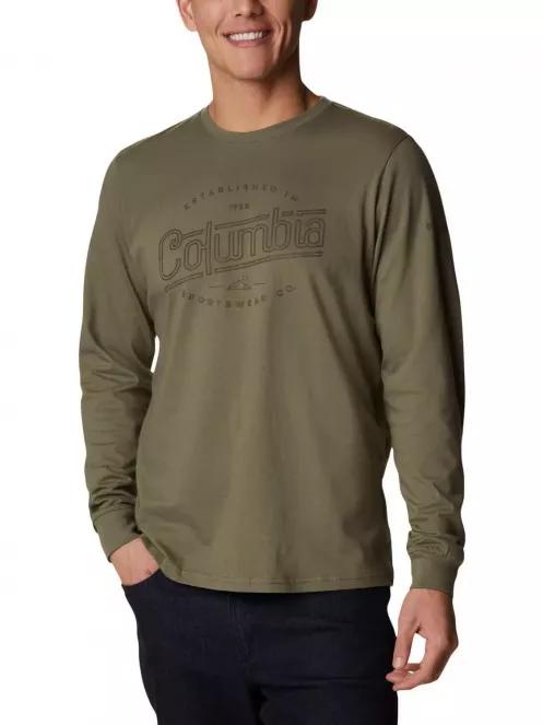 Columbia Brighton Woods Graphic Long Sleeve Shirt férfi hosszú ujjú póló zöld színben 2
