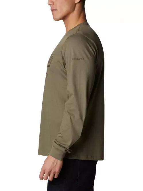 Columbia Brighton Woods Graphic Long Sleeve Shirt férfi hosszú ujjú póló zöld színben 4
