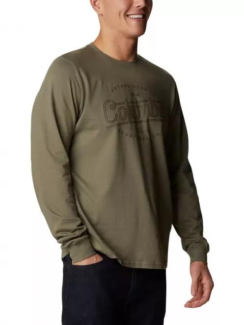 Columbia Brighton Woods Graphic Long Sleeve Shirt férfi hosszú ujjú póló zöld színben 5