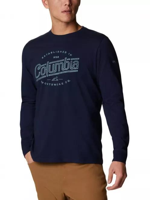 Columbia Brighton Woods Graphic Long Sleeve Shirt férfi hosszú ujjú póló kék színben 2