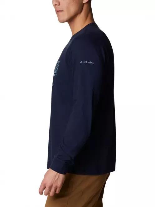 Columbia Brighton Woods Graphic Long Sleeve Shirt férfi hosszú ujjú póló kék színben 4
