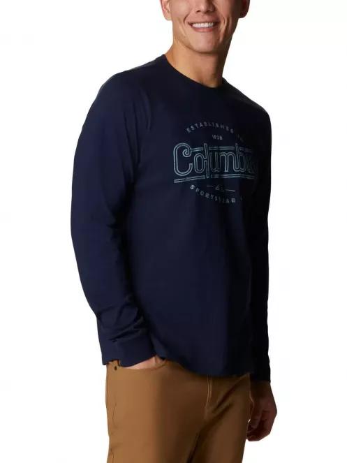 Columbia Brighton Woods Graphic Long Sleeve Shirt férfi hosszú ujjú póló kék színben 5