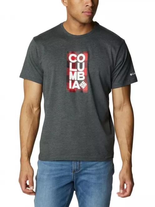 Columbia Columbia Trek Logo Short Sleeve Shirt férfi rövid ujjú póló szürke színben 2