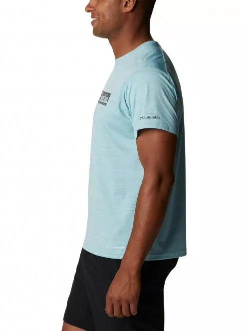Columbia Alpine Chill Zero Graphic Short Sleeve férfi rövid ujjú sport póló zöld színben 4