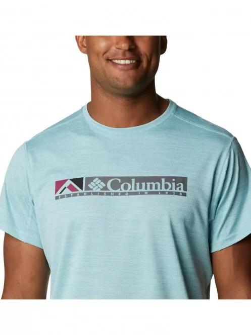 Columbia Alpine Chill Zero Graphic Short Sleeve férfi rövid ujjú sport póló zöld színben 5