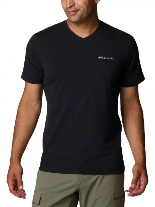 Columbia Sun Trek V-Neck Short Sleeve Shirt férfi rövid ujjú póló fekete színben 2