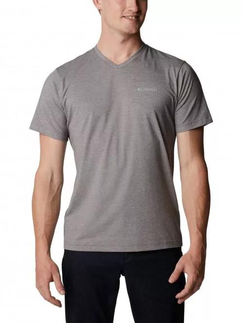 Columbia Sun Trek V-Neck Short Sleeve Shirt férfi rövid ujjú póló szürke színben 2