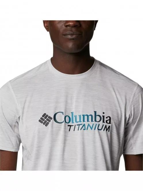 Columbia M Titan Pass Graphic Tee férfi rövid ujjú sport póló szürke színben 5