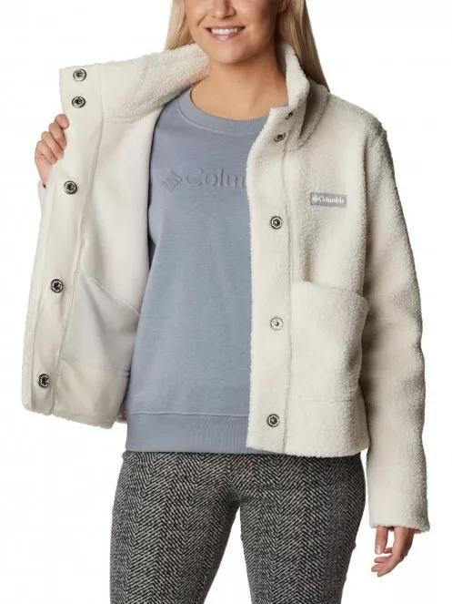Columbia Panorama Snap Fleece Jacket női utcai kabát homok színben 5