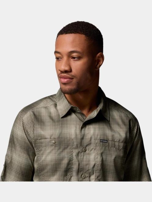 Columbia Silver Ridge Utility Lite Plaid Long Sleeve Shirt férfi hosszú ujjú túraing zöld színben 7