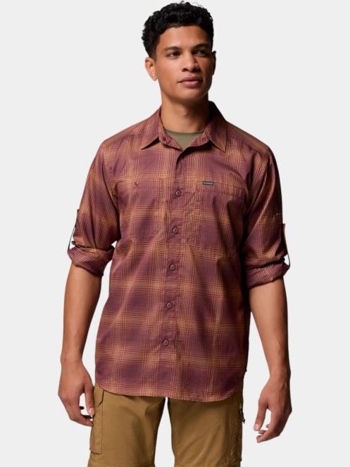 Columbia Silver Ridge Utility Lite Plaid Long Sleeve Shirt férfi hosszú ujjú túraing piros színben 5