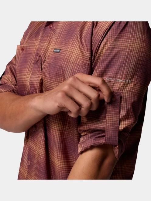 Columbia Silver Ridge Utility Lite Plaid Long Sleeve Shirt férfi hosszú ujjú túraing piros színben 7