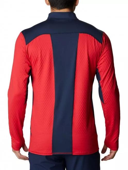 Columbia M Bliss Ascent 1/4 Zip férfi aláöltöző felső piros színben 3