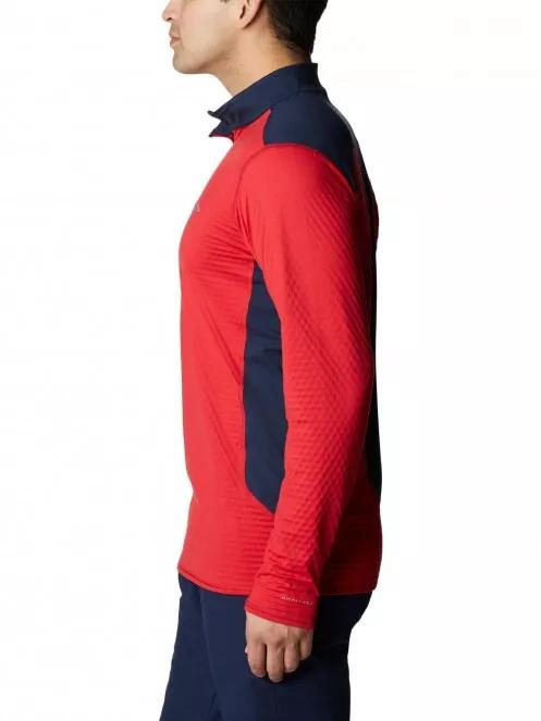 Columbia M Bliss Ascent 1/4 Zip férfi aláöltöző felső piros színben 4