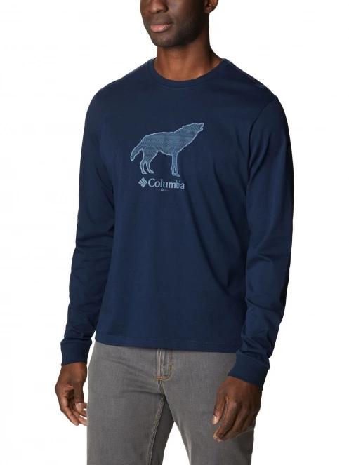 Columbia CSC Seasonal Logo Long Sleeve Tee férfi hosszú ujjú póló kék színben 5
