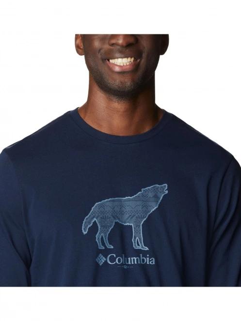 Columbia CSC Seasonal Logo Long Sleeve Tee férfi hosszú ujjú póló kék színben 6
