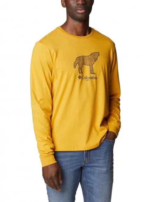 Columbia CSC Seasonal Logo Long Sleeve Tee férfi hosszú ujjú póló sárga színben 5