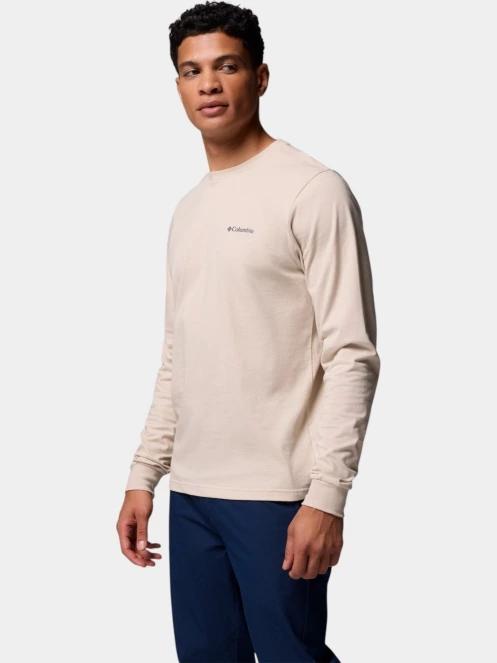 Columbia CSC Seasonal Logo Long Sleeve Tee férfi hosszú ujjú póló homok színben 3